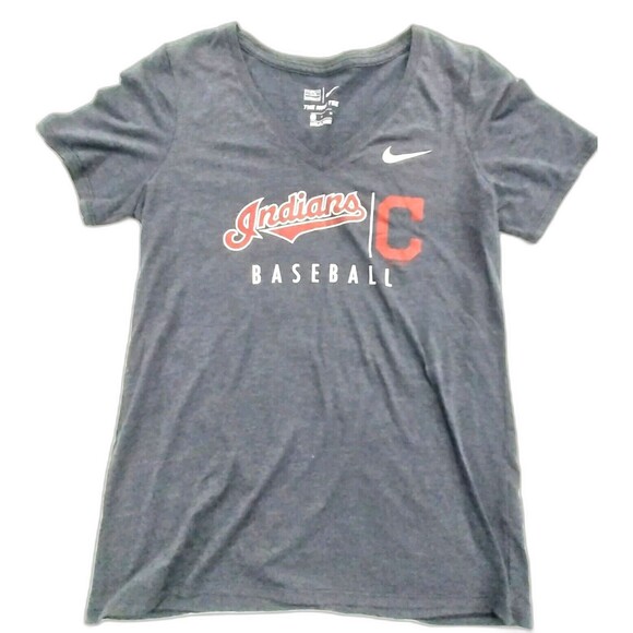 Nike Cleveland Indians Baseball Tee Shirt Medium Gray Short Sleeve #B009 - Picture 1 of 6